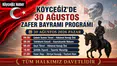 Köyceğiz'de 30 Ağustos Zafer Bayramı Programı