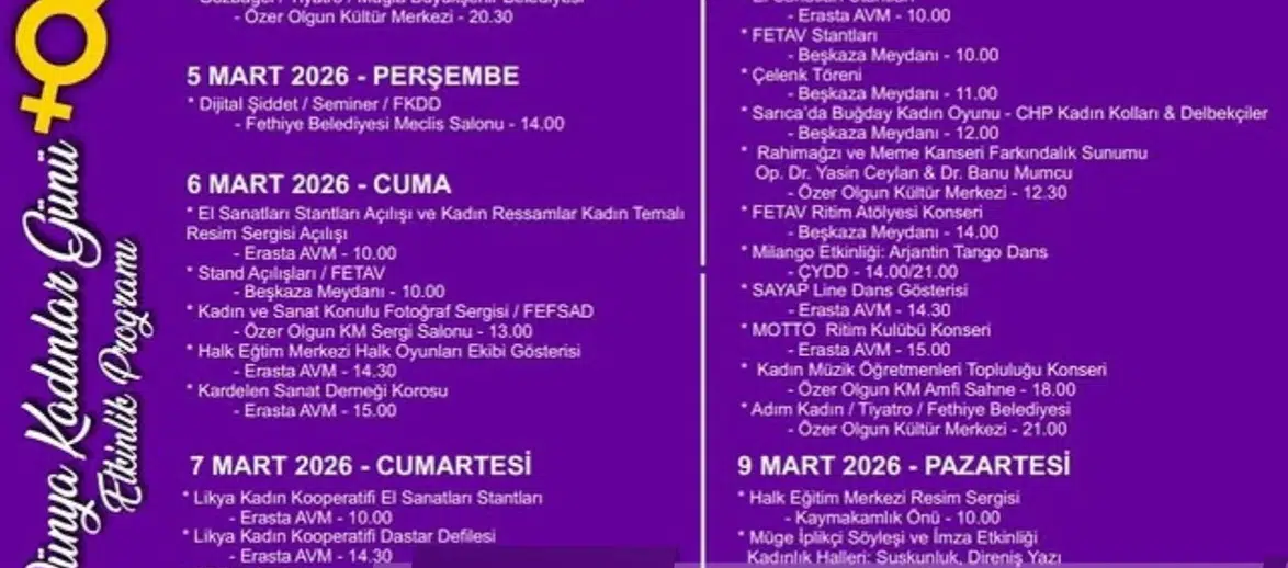 Fethiye'de 8 Mart Coşkusu: Etkinlik Programında Neler Var?