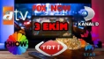 TRT 1, Show TV, NOW TV, ATV Yayın Akışı 3 Ekim 2025 Cuma :Bugün Hangi Programlar Var? Diziler, Filmler, Yarışmalar