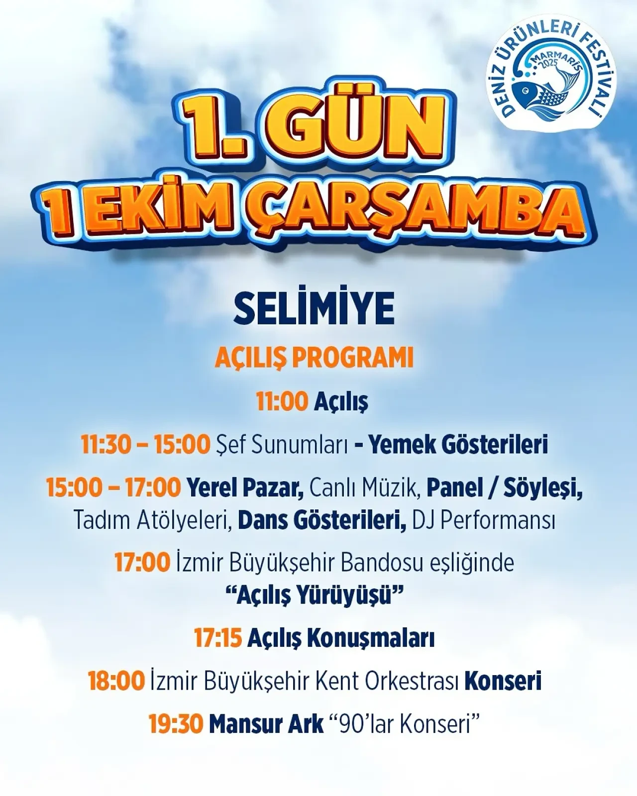 Marmaris Deniz Ürünleri Festivali 1–5 Ekim Etkinlik Takvimi: Selimiye, Bozburun, Söğüt ve Taşlıca’da Şefler, Konserler ve Yerel Pazarlar 1