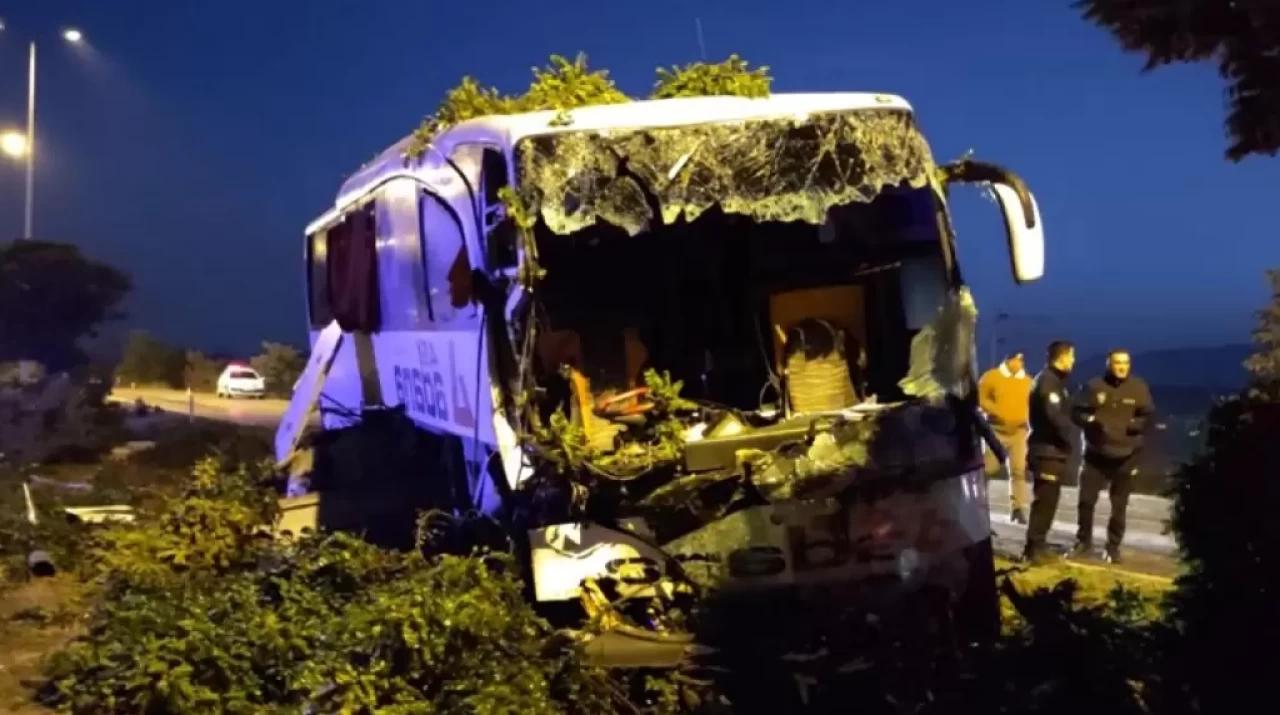Erzincan'da Yolcu Otobüsü Aydınlatma Direğine Çarptı, Yaralılar Var