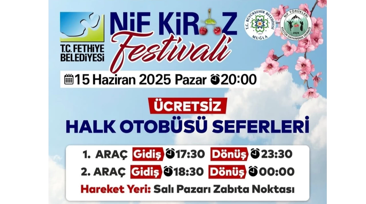 Fethiye Belediyesi’nden Nif Kiraz Festivali’ne Ücretsiz Ulaşım Desteği