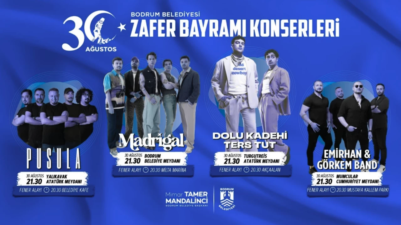 Bodrum’da Zafer Bayramı Konserleri: 30 Ağustos’ta Dört Meydanda Dört Konser