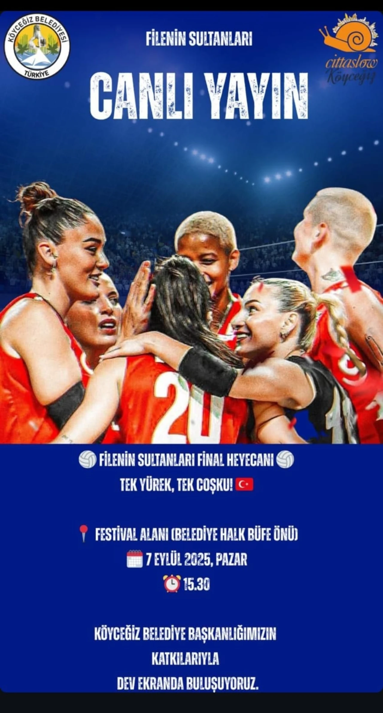 Köyceğiz’de Filenin Sultanları Finali Dev Ekranda İzlenecek