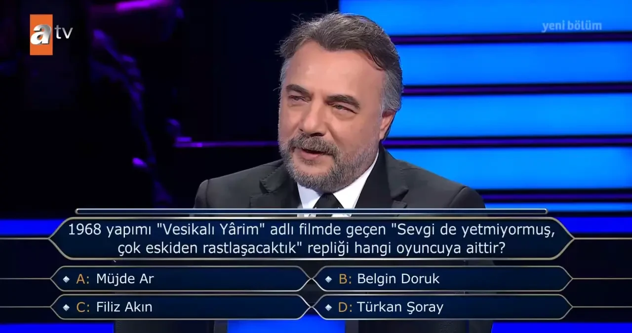 1968 yapımı 'Vesikalı Yarim' adlı filmde geçen 'Sevgi de yetmiyormuş, çok eskiden rastlaşacaktık' repliği hangi oyuncuya aittir?