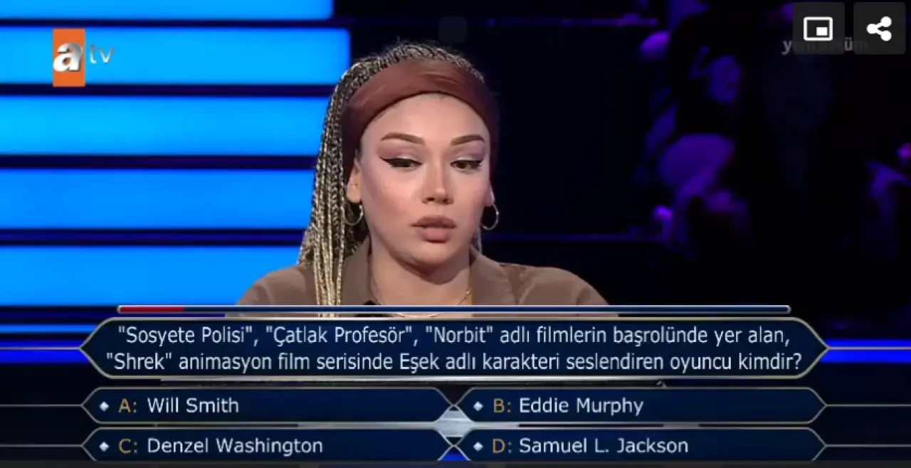 'Sosyete Polisi', 'Çatlak Profesör', 'Norbit' adlı filmlerin başrolünde yer alan, 'Shrek' animasyon film serisinde Eşek adlı karakteri seslendiren oyuncu kimdir?