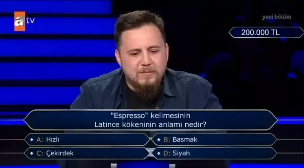 Espresso kelimesinin Latince kökenli anlamı nedir? KİM MİLYONER OLMAK İSTER?