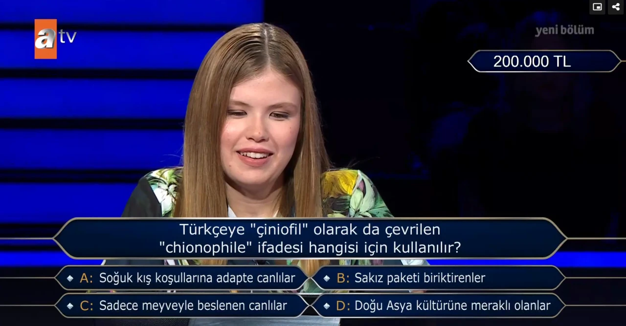 Türkçeye 'çinofil' olarak da çevrilen 'chionophile' ifadesi hangisi için kullanılır?