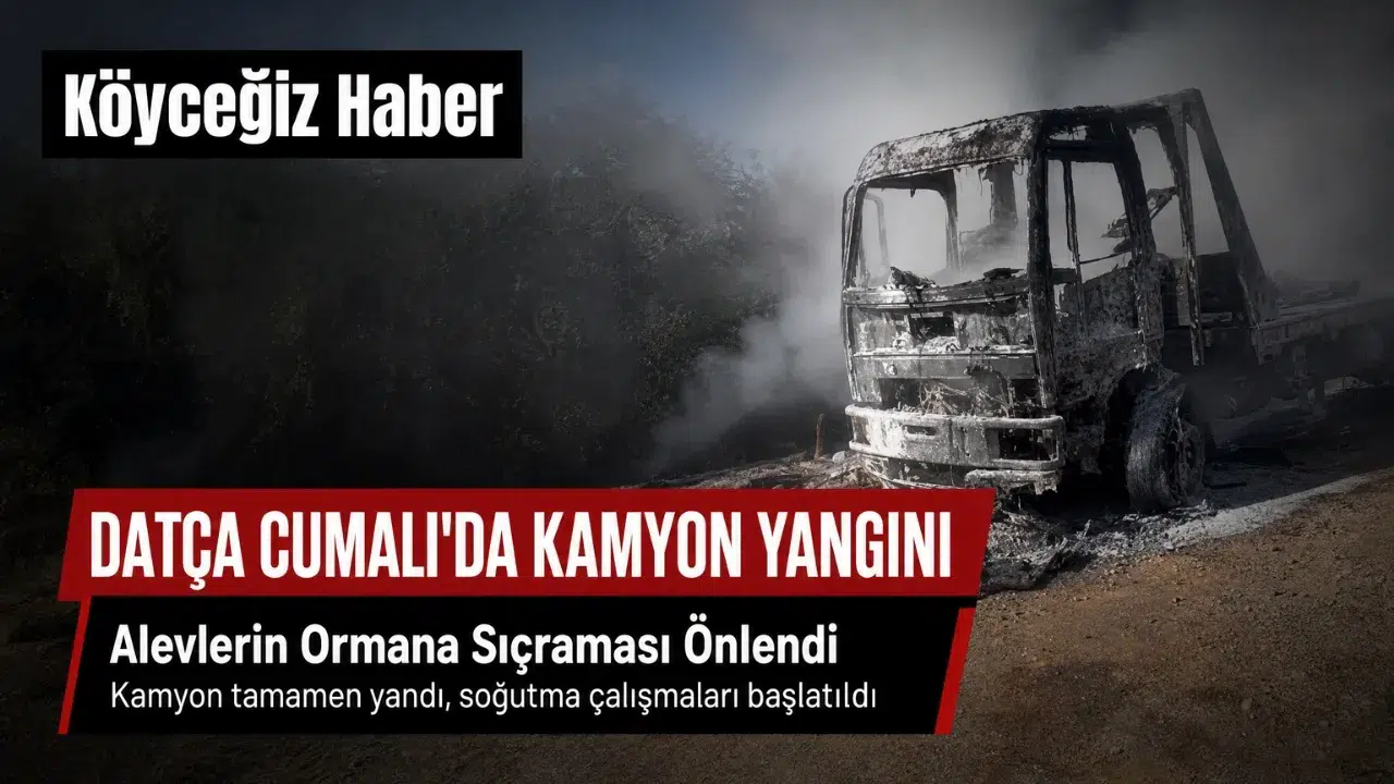 Datça'da Kamyon Yangını Ormana Sıçramadan Söndürüldü