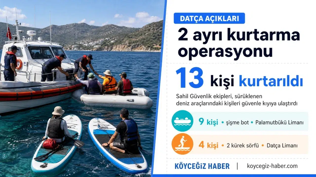 Datça Açıklarında Çifte Operasyon! 13 Kişi Kurtarıldı