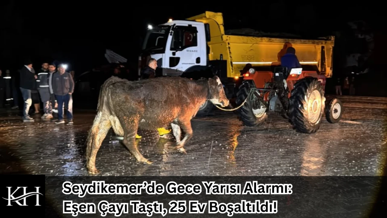 Seydikemer’de Gece Yarısı Alarmı: Eşen Çayı Taştı, 25 Ev Boşaltıldı!
