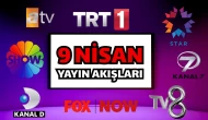TV YAYIN AKIŞI 9 NİSAN ÇARŞAMBA 2025, Bugün hangi diziler, programlar DİZİ var? TRT 1, Kanal D, Show TV, Atv, Star TV, NOW TV, TV8, Kanal 7, yayın akışı