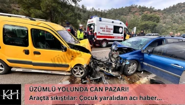 Fethiye Üzümlü Yolunda Trafik Kazası : Kafa Kafaya Çarpıştılar 7 Yaralı