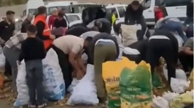Arızalanan Kamyonetin Sürücüsü Patatesleri Ücretsiz Dağıttı