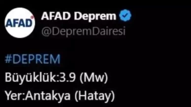 Hatay'da 3.9 Büyüklüğünde Deprem Meydana Geldi