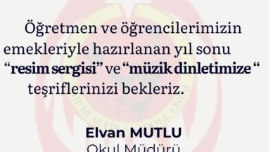 Köyceğiz'de Naip Hüseyin Anadolu Lisesi’nden Yıl Sonu Resim Sergisi ve Müzik Dinletisi 17 Haziran 2025