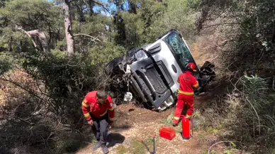 Fethiye’de Dehşet Anları: Beton Mikseri Şarampole Uçtu!