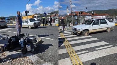 Ula Çıtlık ışıklarında korkutan kaza! Otomobil motosiklete çarptı: Yaralı var