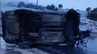 Dirmil Makası'nda korkutan kaza! Kar yağışı aracı şarampole böyle fırlattı