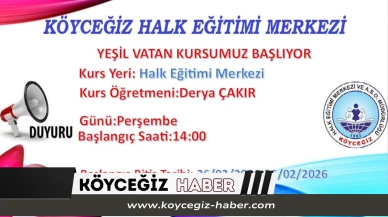 Köyceğiz Halk Eğitimi Merkezi Yeşil Vatan Kursu Kayıtları Başladı