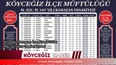 Köyceğiz Ramazan İmsakiyesi 2026 : İftar Ve Sahur Saatleri Listesi