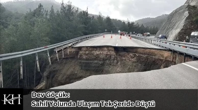 Fethiye Yolunda Dev Göçük : Sahil Yolunda Ulaşım Tek Şeride Düştü