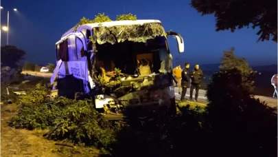 Erzincan'da Yolcu Otobüsü Aydınlatma Direğine Çarptı, Yaralılar Var