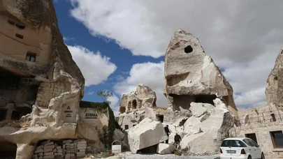 Nevşehir Kapadokya’da Bir Peribacası Çöktü! Göreme’de Gece Saatlerinde Korkutan Doğal Olay