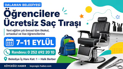 Dalaman Belediyesi'nden Öğrencilere Ücretsiz Saç Tıraşı