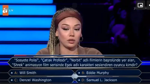'Sosyete Polisi', 'Çatlak Profesör', 'Norbit' adlı filmlerin başrolünde yer alan, 'Shrek' animasyon film serisinde Eşek adlı karakteri seslendiren oyuncu kimdir?