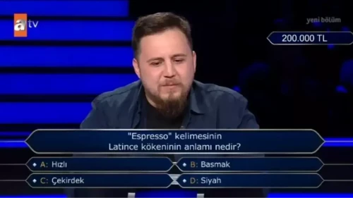 Espresso kelimesinin Latince kökenli anlamı nedir? KİM MİLYONER OLMAK İSTER?