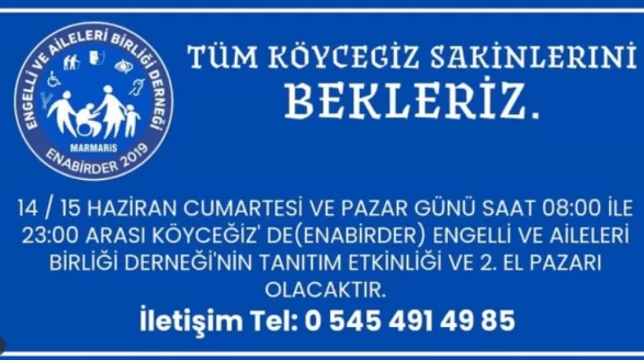 Köyceğiz’de 2. El Pazarı 14 ve 15 Haziran 2025