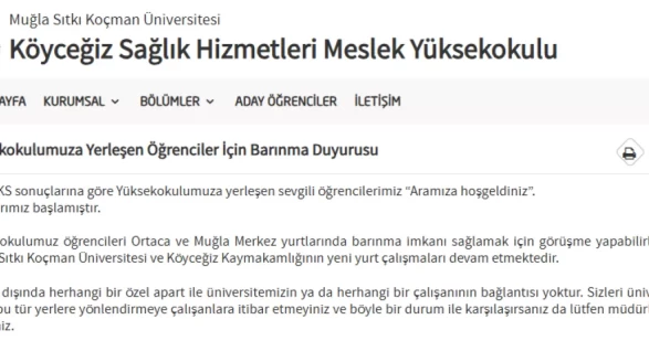 Köyceğiz MYO’dan Yeni Öğrencilere Barınma Desteği: “Geliş Öncesi Konaklama Ayarlamayın”