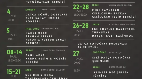 Datça Belediyesi Eylül Ayı Etkinlik Takvimi Açıklandı: Sanat, Müzik ve Spor Bir Arada