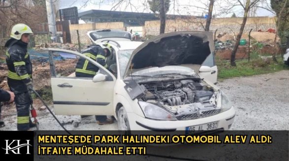 Menteşe'de Park Halindeki Otomobil Alev Aldı: İtfaiye Müdahale Etti