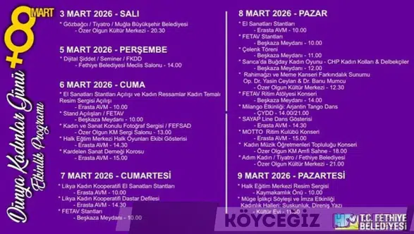 Fethiye'de 8 Mart Coşkusu: Etkinlik Programında Neler Var?