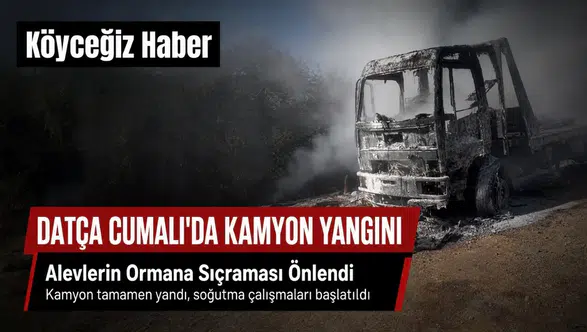 Datça'da Kamyon Yangını Ormana Sıçramadan Söndürüldü