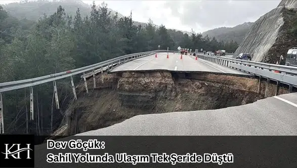 Fethiye Yolunda Dev Göçük : Sahil Yolunda Ulaşım Tek Şeride Düştü
