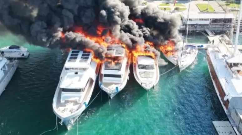 Fethiye’de Korkutan Yangın: 3 Motor Yat ve 1 Yelkenli Kül Oldu