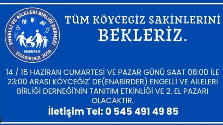Köyceğiz’de 2. El Pazarı 14 ve 15 Haziran 2025