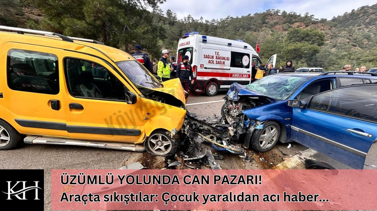 Fethiye Üzümlü Yolunda Trafik Kazası : Kafa Kafaya Çarpıştılar 7 Yaralı