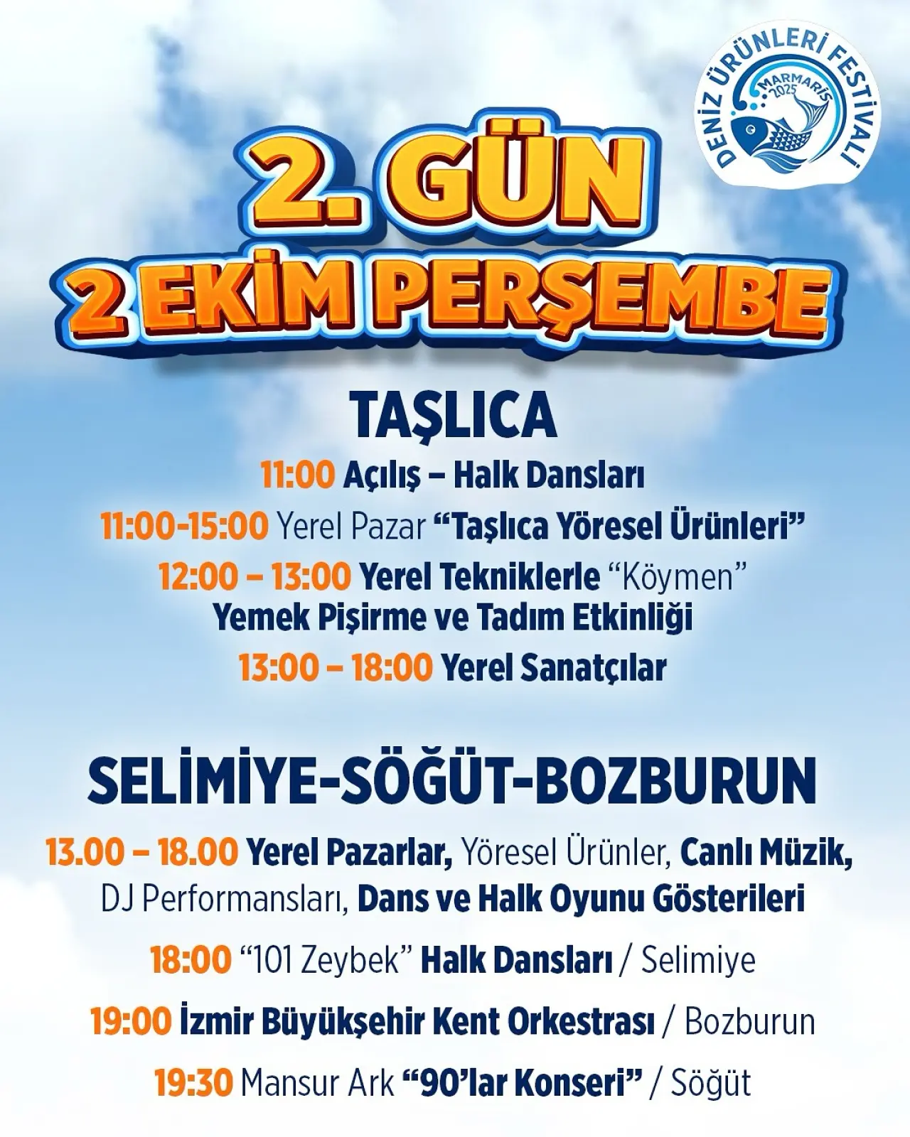 Marmaris Deniz Ürünleri Festivali 1–5 Ekim Etkinlik Takvimi: Selimiye, Bozburun, Söğüt ve Taşlıca’da Şefler, Konserler ve Yerel Pazarlar 2
