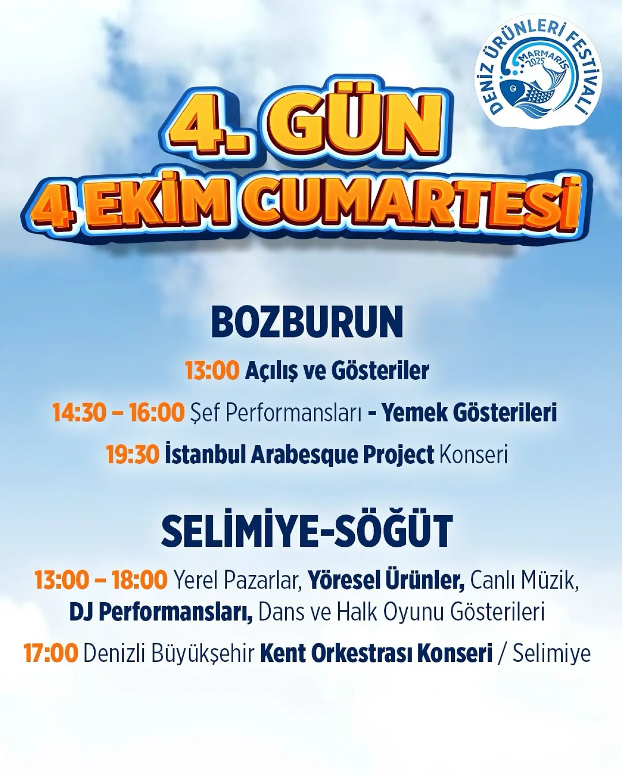 Marmaris Deniz Ürünleri Festivali 1–5 Ekim Etkinlik Takvimi: Selimiye, Bozburun, Söğüt ve Taşlıca’da Şefler, Konserler ve Yerel Pazarlar 4