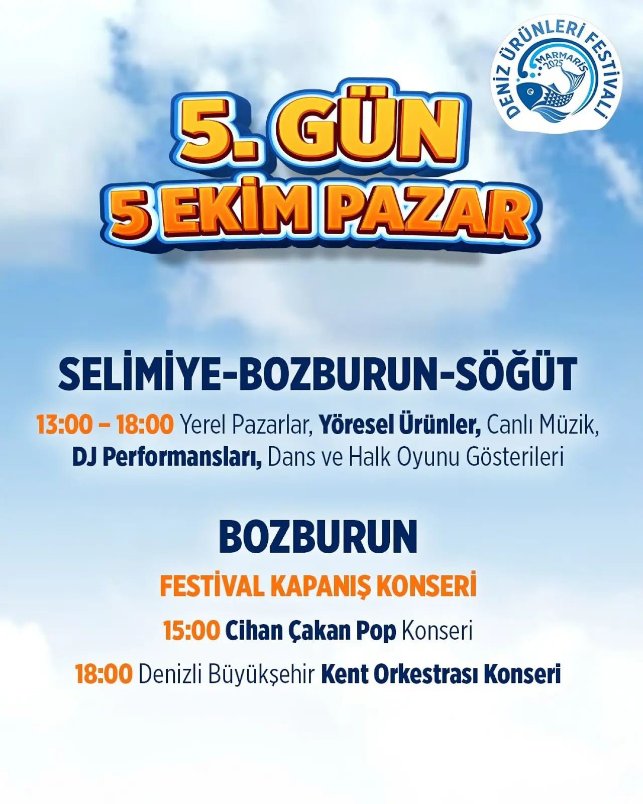 Marmaris Deniz Ürünleri Festivali 1–5 Ekim Etkinlik Takvimi: Selimiye, Bozburun, Söğüt ve Taşlıca’da Şefler, Konserler ve Yerel Pazarlar 5