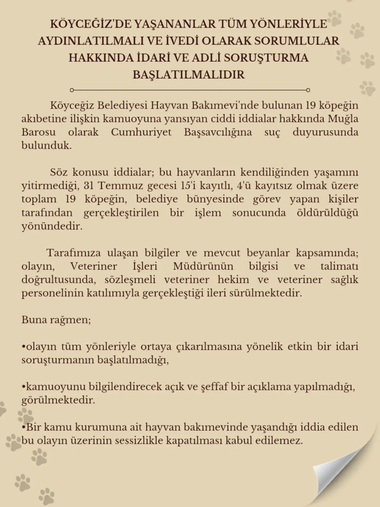 Muğla Barosu'ndan Köyceğiz'deki İddialara Suç Duyurusu! 1