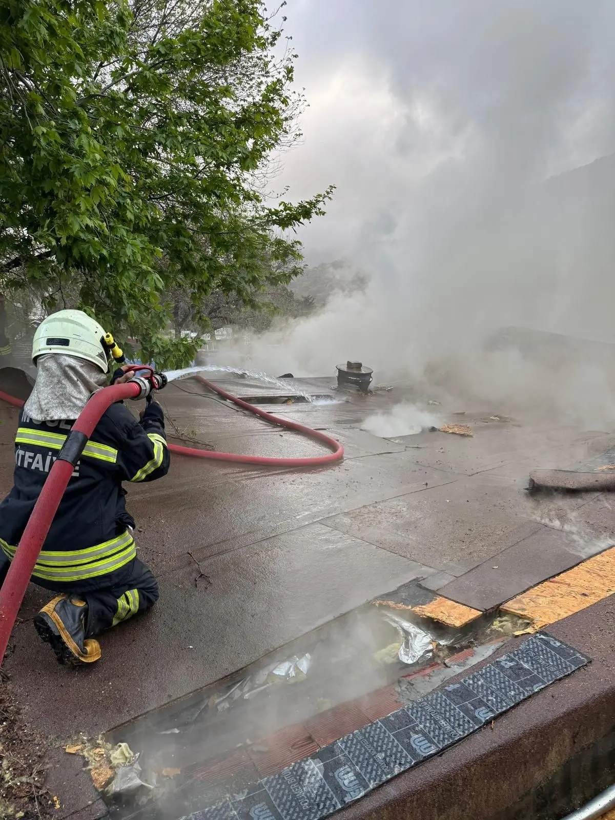 Muğla Ortaca Dalyan Mahallesi’nde bir işletmede çıkan yangın itfaiye ekiplerinin müdahalesiyle söndürüldü. Yangında işletmenin çatısı kullanılamaz hale geldi.