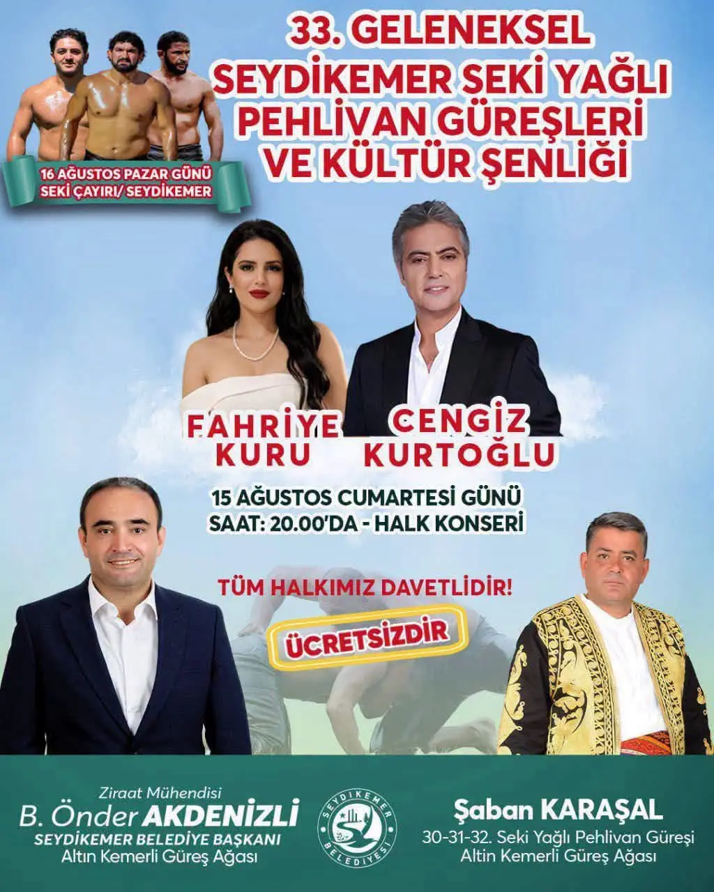 Seydikemer'de Seki Güreşleri Başlıyor: Cengiz Kurtoğlu Konseri!