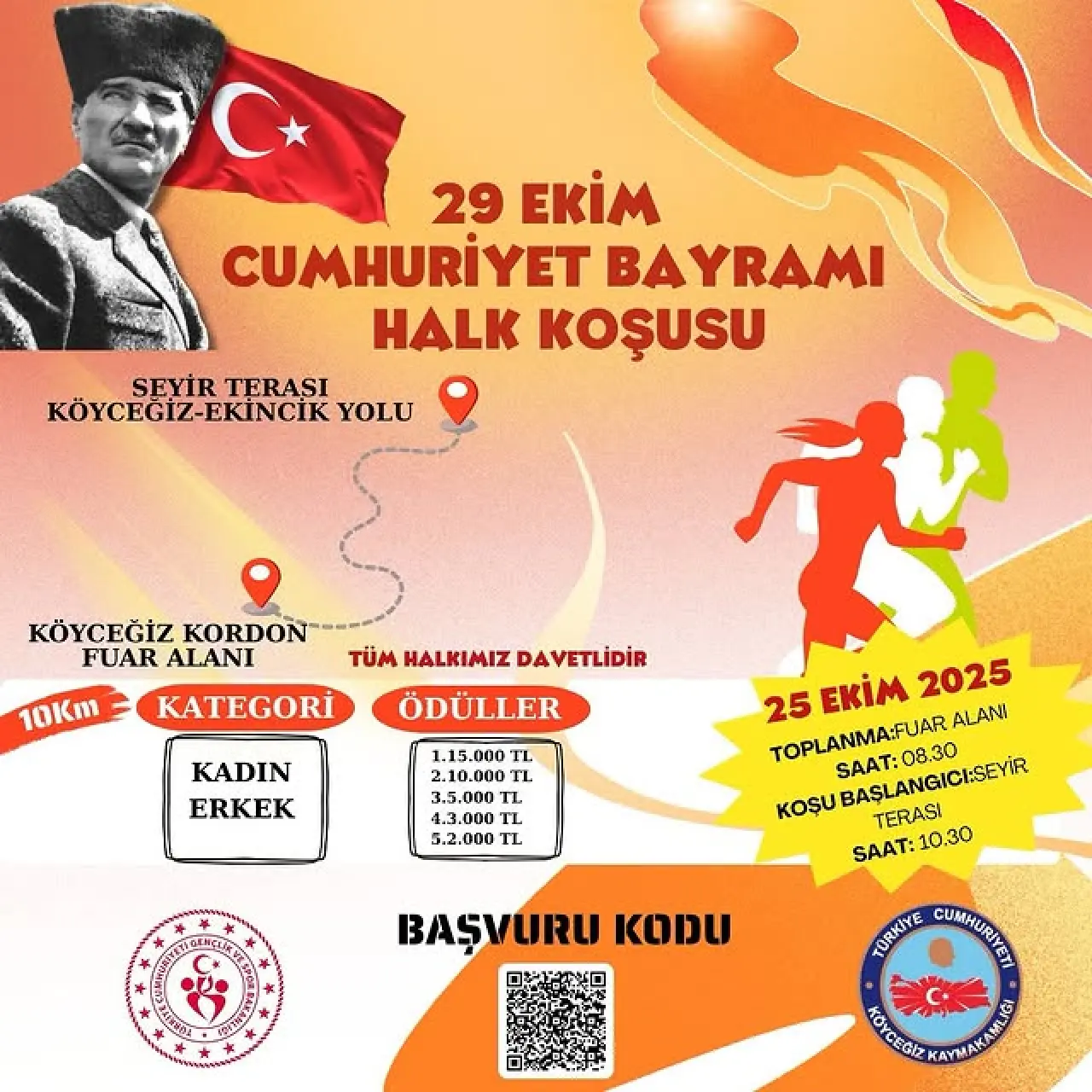 Köyceğiz’de 29 Ekim Coşkusu Halk Koşusuyla Başlayacak: 10 Kilometrelik Parkurda Ödüllü Yarış