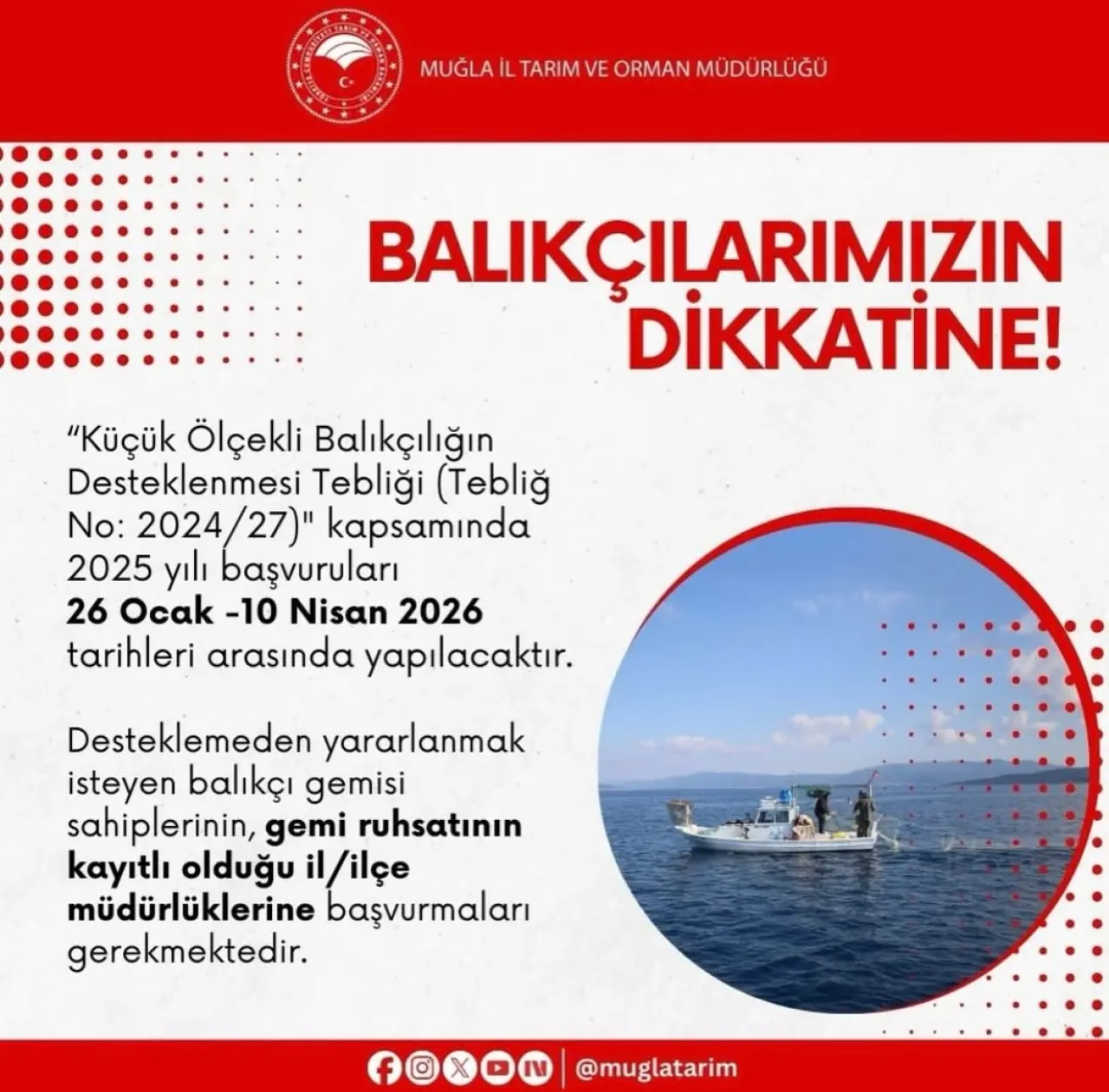 Köyceğiz'de balıkçılık desteği 2026: Başvurular resmen başladı!