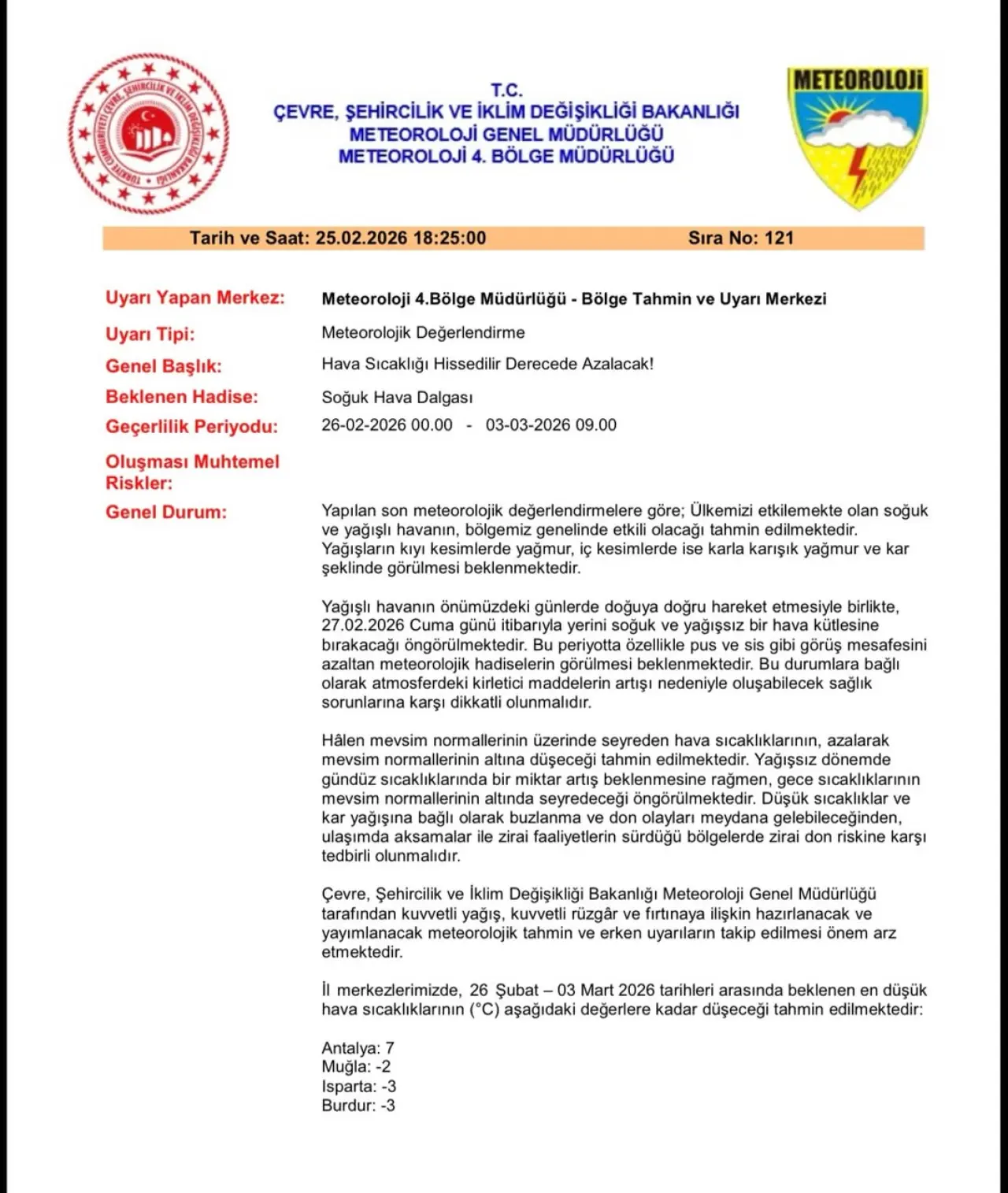 Köyceğiz'de yağmur yerini dondurucu soğuğa bırakıyor. Meteoroloji'den -2 derece uyarısı geldi, zirai don riski kapıda.